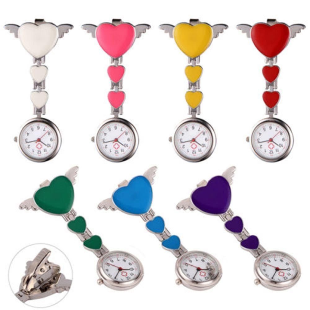 Tidy Krankenpflegeuhr Kitteluhr Quarz Taschenuhr Herz in 7 Farben