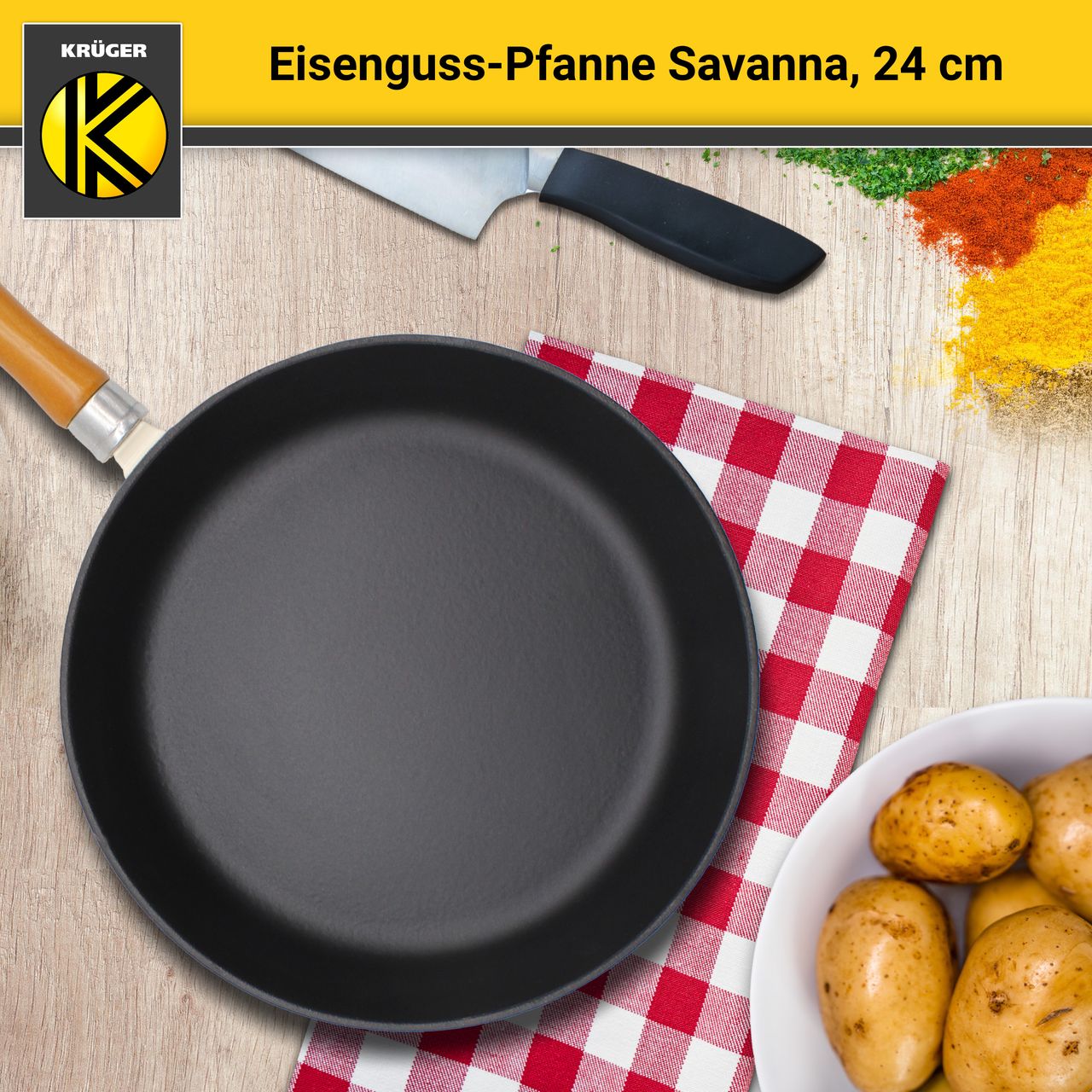 Karl Krüger Eisenguss Pfanne Serie SAVANNA, 24 cm