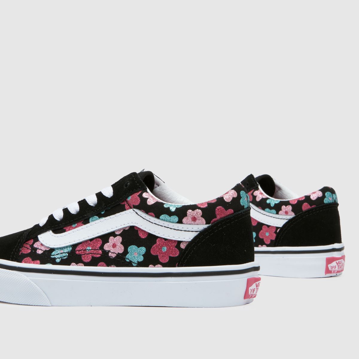 Vans svarta multifärgade old skool flickor junior träningsskor