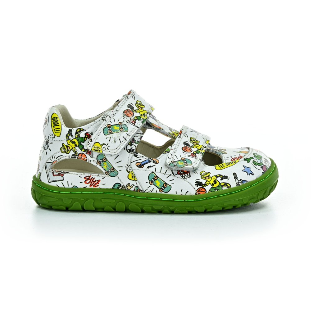 Lurchi Nando Nappa White-Green Barfußsandalen