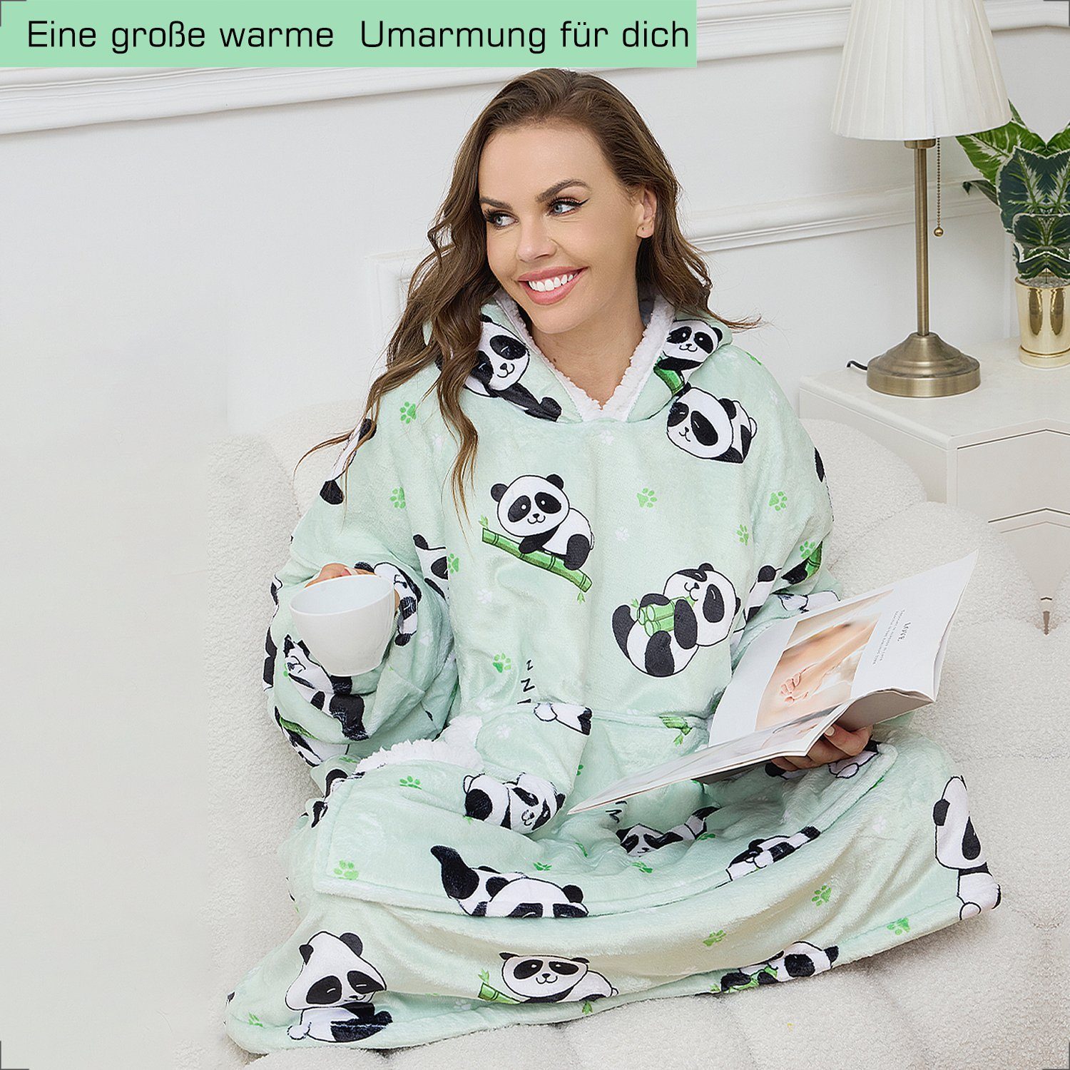 GRUIDAE Hoodie Hoodie Oversize Decke, Kuscheldecke mit ärmeln und Kapuze Weihnachtspullover decke mit ärmeln
