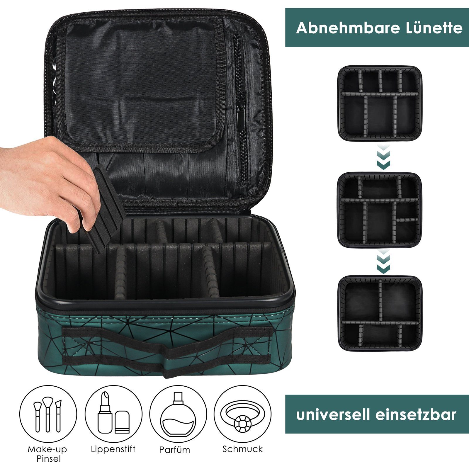 CALIYO Kosmetik-Koffer Kosmetiktasche Portable Reise Make Up Tasche, Makeup Organizer, Tasche Schmink Aufbewahrung Kosmetische Box Wasserdicht Schminktasche