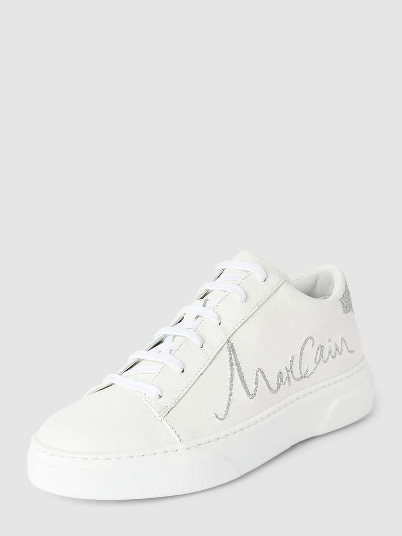 Sneaker aus Leder mit Label-Stitching in weiß