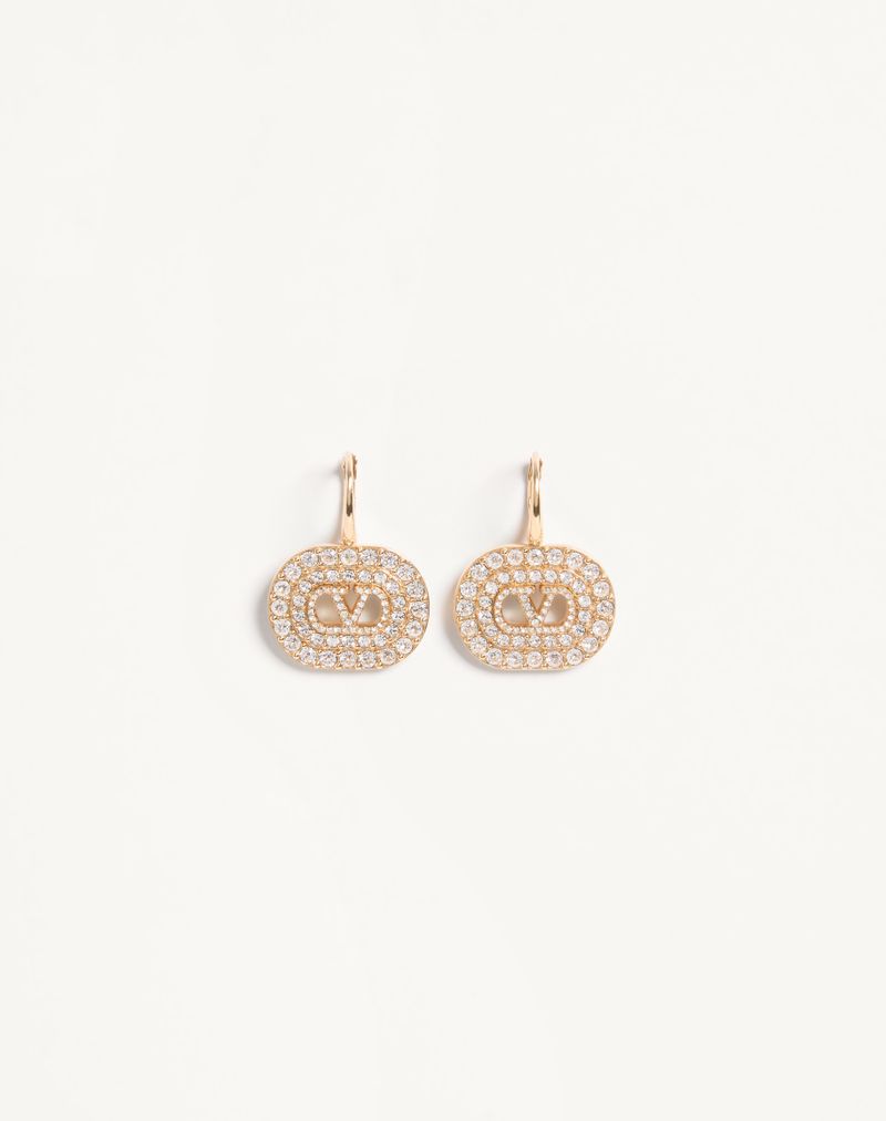 VLogo signatur øreringe i metal, Swarovski® krystaller