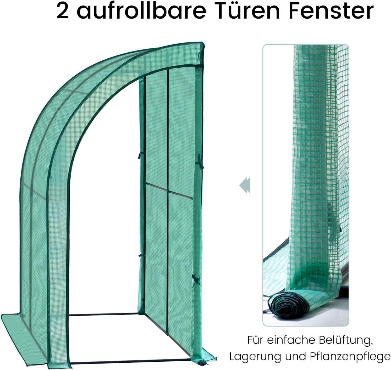 Woltu Gewächshaus, BxTxH: 200 x 100 x 210,00 cm, PE-Plane mit Rolltüren