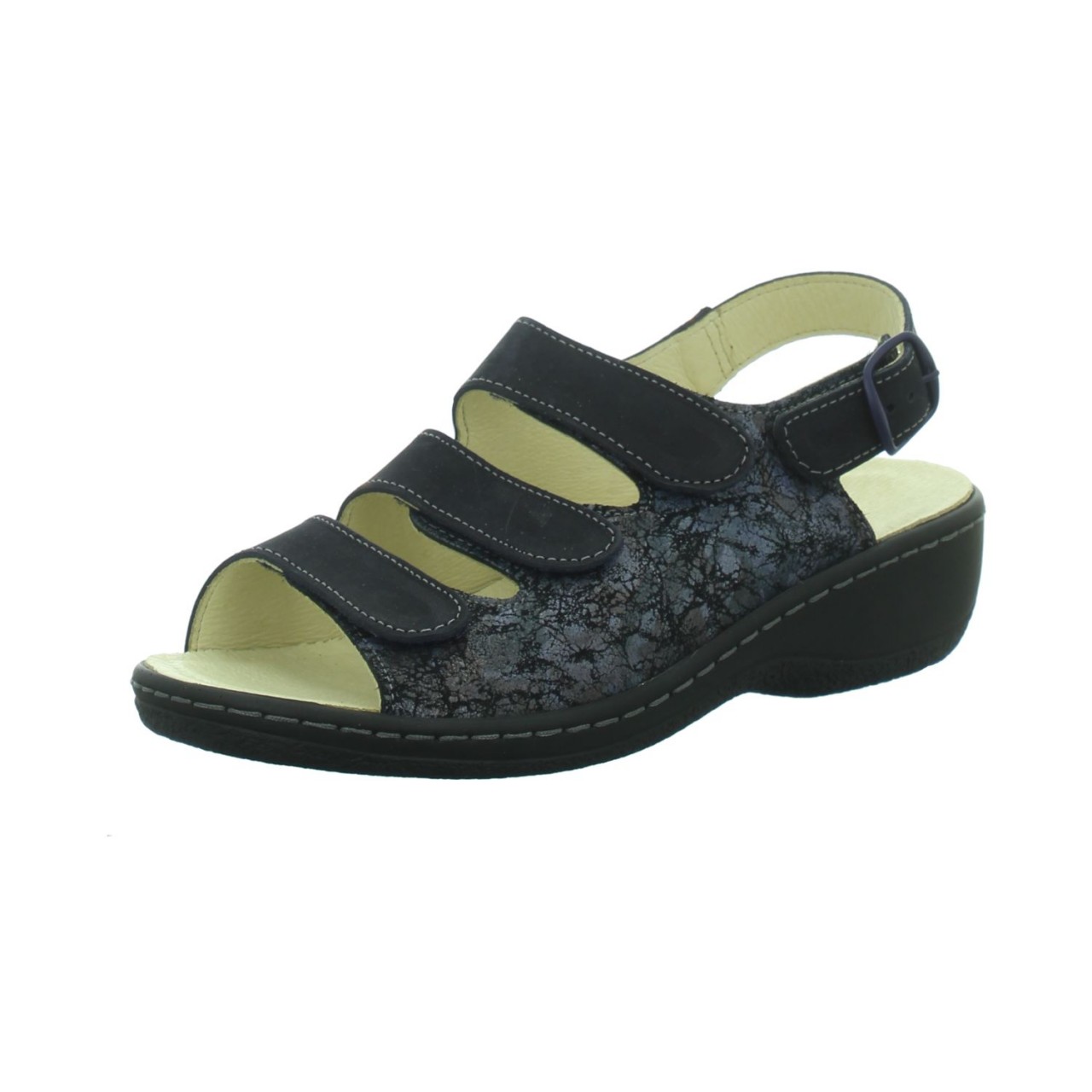 LONGO Komfort Sandalen schwarz Bequem-Pantolette,schwarz/navy