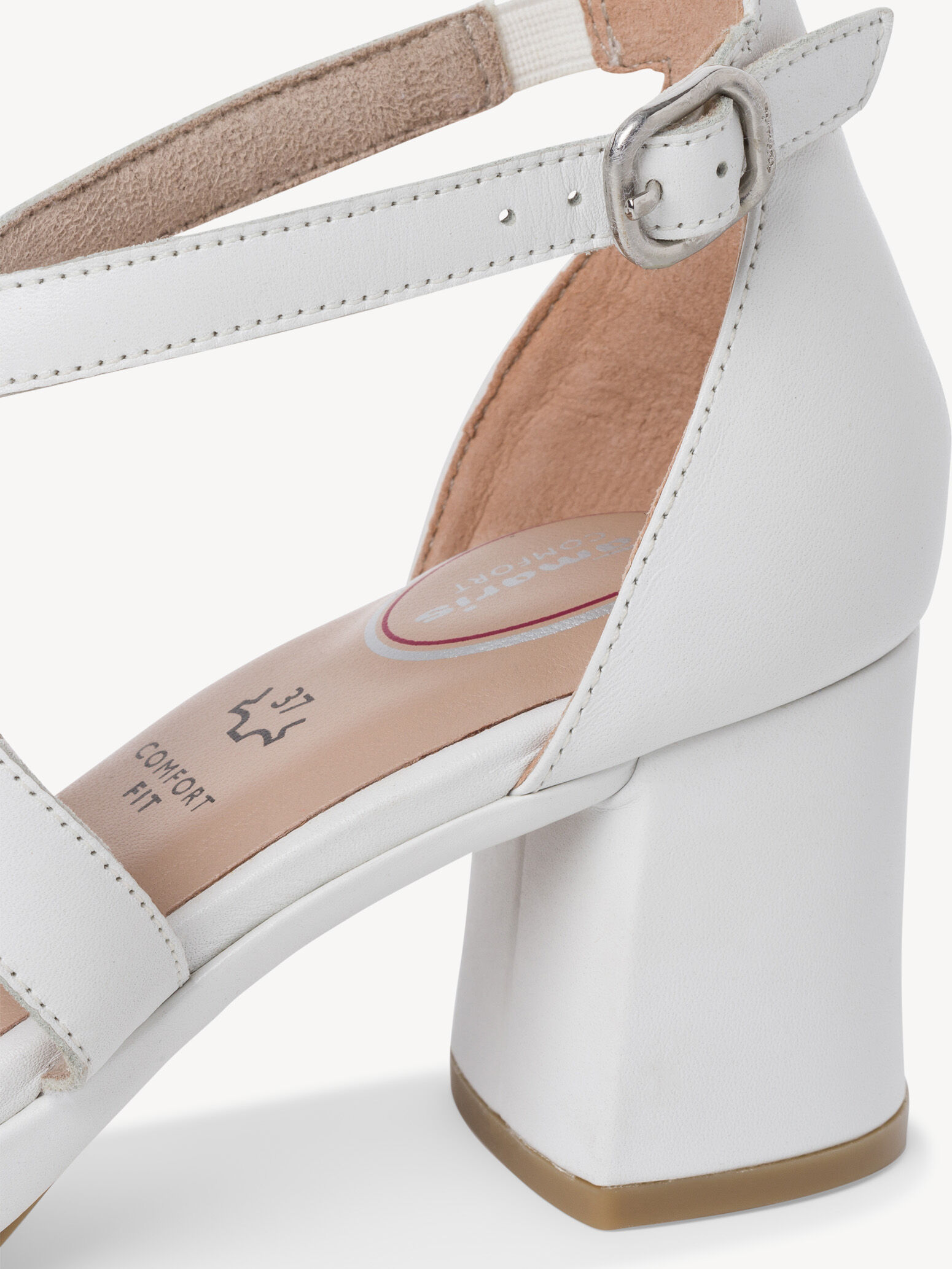 Sandale à talon en cuir - blanc