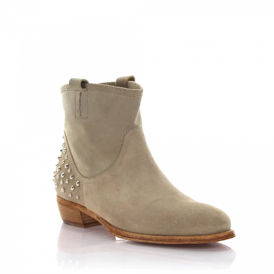 Rossano Bisconti - Stiefeletten Veloursleder Nieten beige - beige