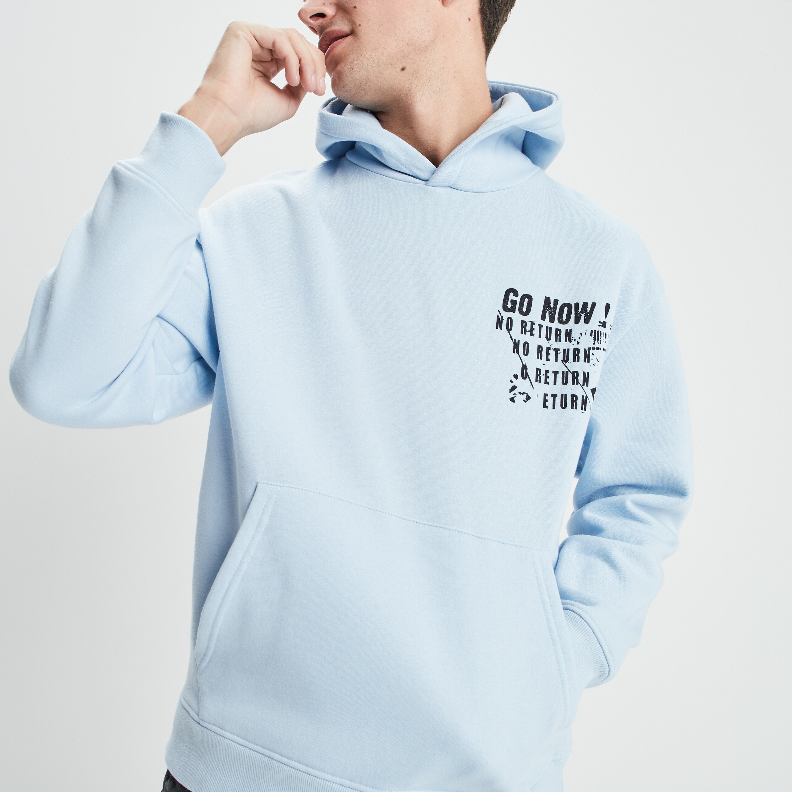 Gilet à capuche hoodie bleu ciel homme | La Halle