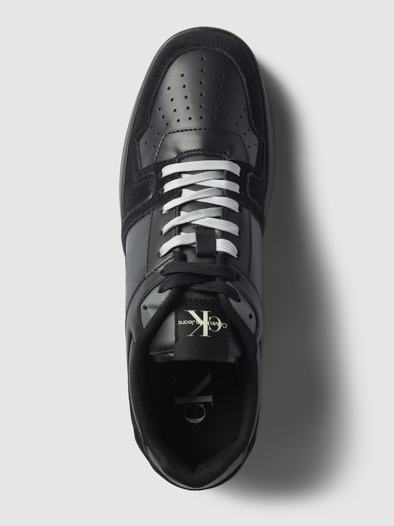 Sneaker aus Leder mit Label-Detail in black