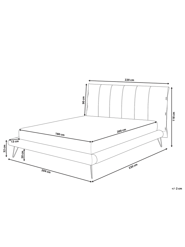 Beliani Doppelbett BETIN in Beige - (W) 220 x (H) 118 x (L) 230 cm günstig kaufen onesize