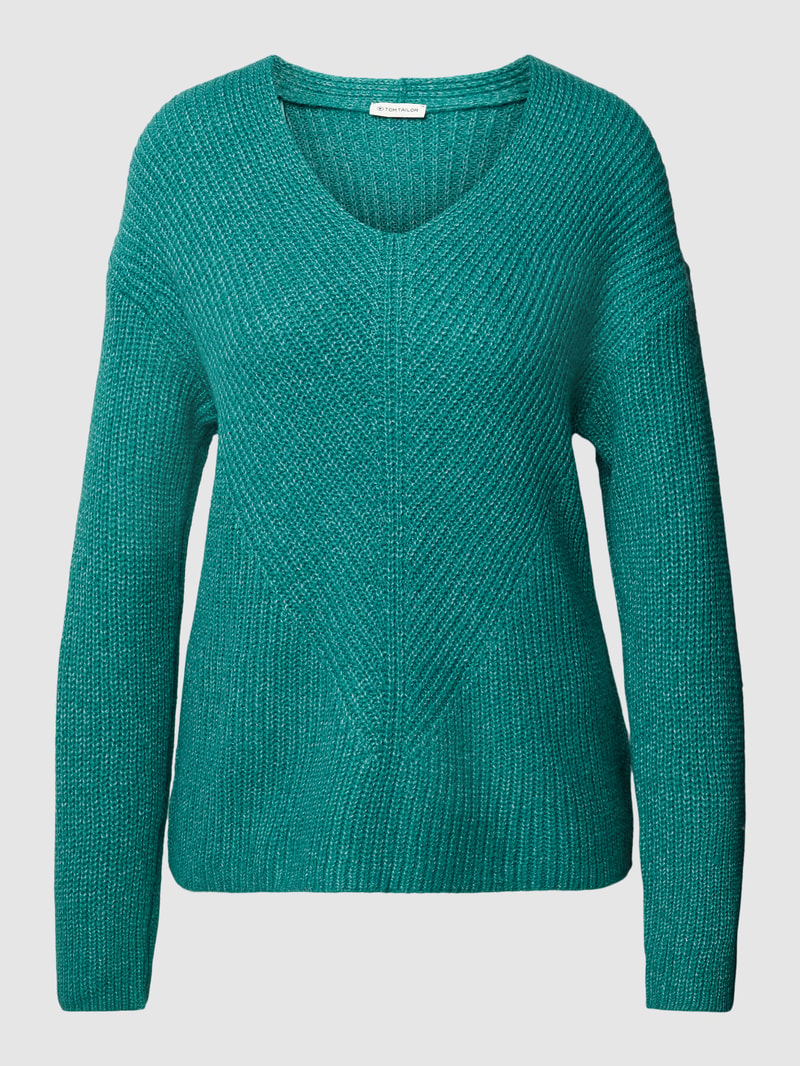 Strickpullover mit überschnittenen Schultern in bottle