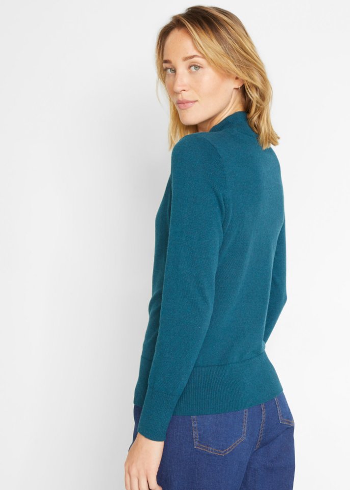 Basic Pullover mit Stehkragen mit recycelter Baumwolle