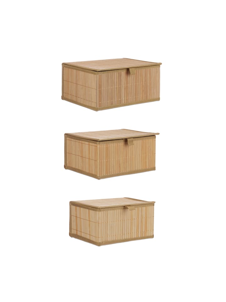 relaxdays 3-tlg. Aufbewahrungskorb Set in Natur günstig kaufen onesize