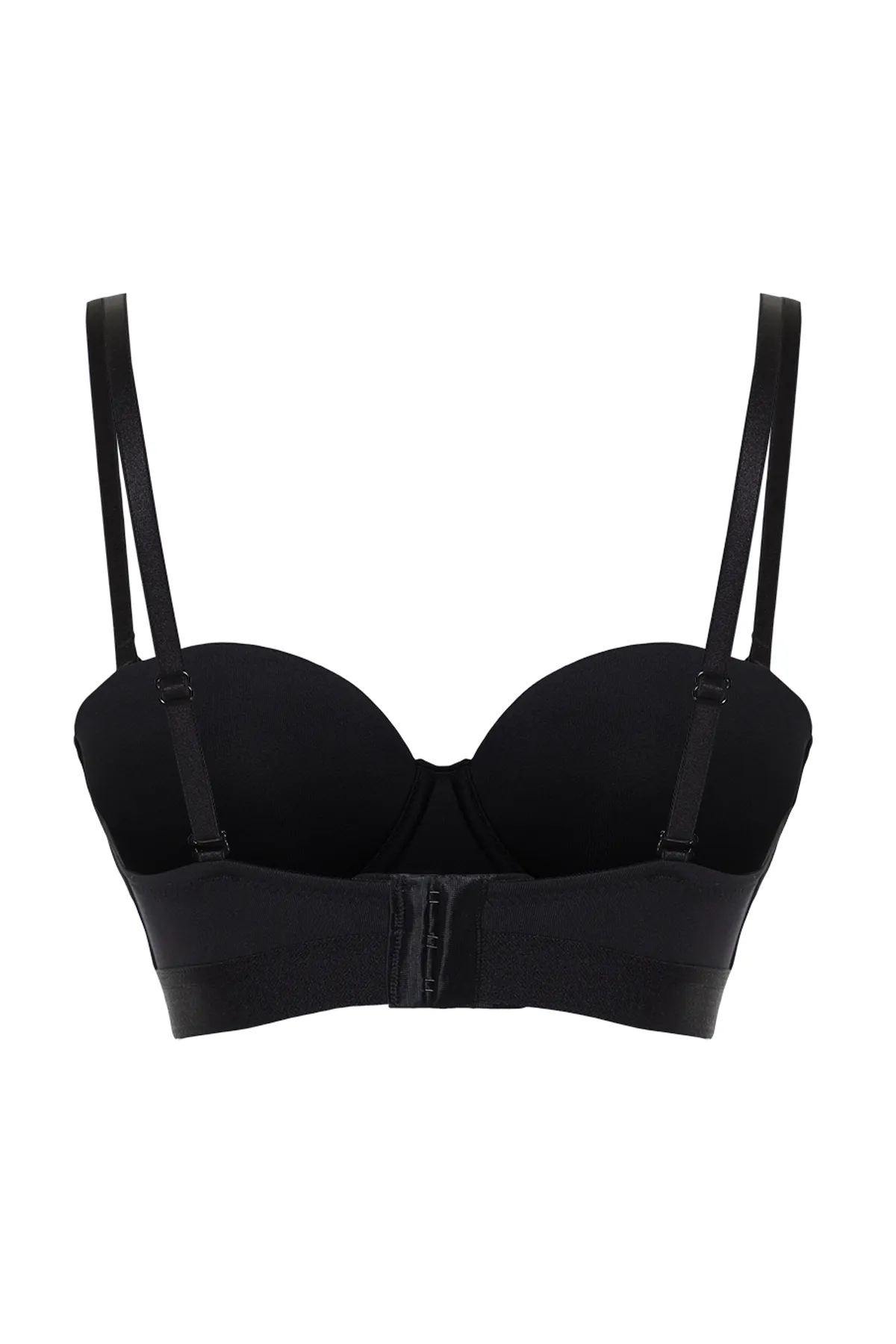 Trendyol Collection  Premium schwarzer Push-Up-BH aus Polyamid, trägerlos, Strick, mit abnehmbarem String-Träger THMSS24SU00023