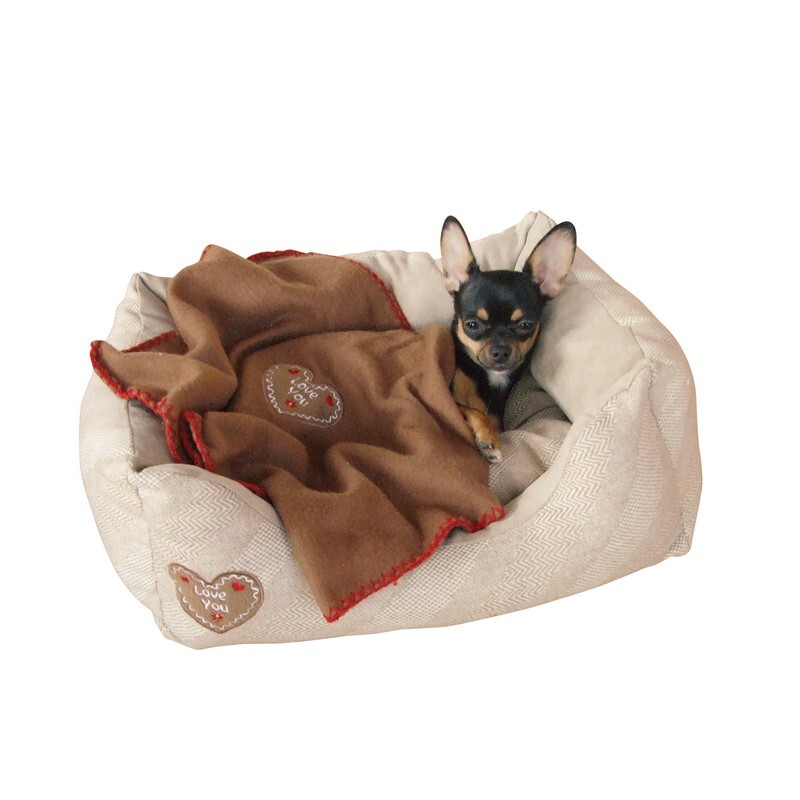 Kerbl Hundebetten Kerbl Kuschelbett LOVE YOU beige 61 cm, 48 cm, 18 cm