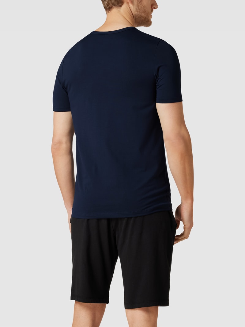T-Shirt mit Label-Detail im 2er-Pack Modell 'Cotton Essentials' in dunkelblau