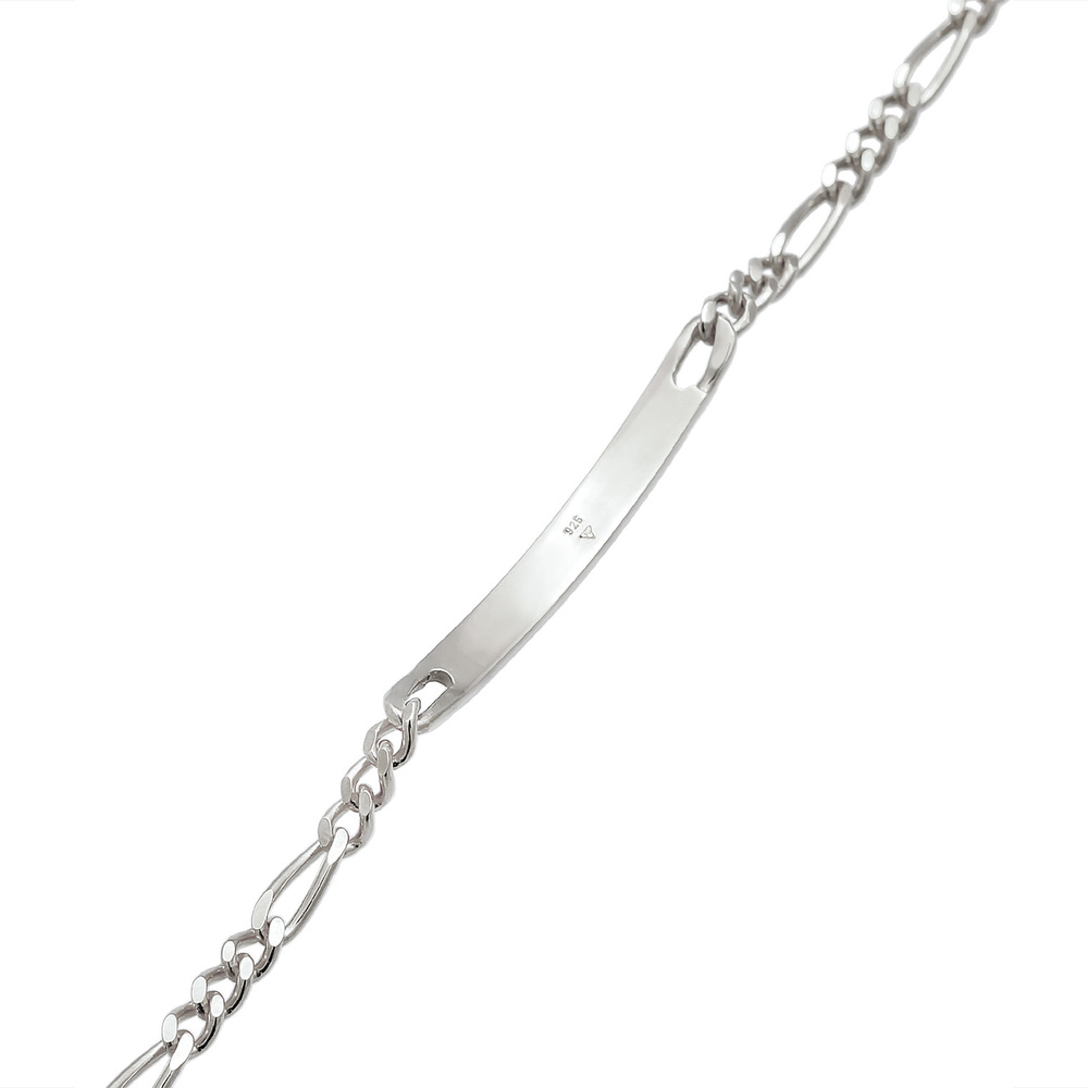 KUZZOI KUZZOI Bracelet Plaque d'identité pour homme Figaro Discreet Classic en argent st Bracelet