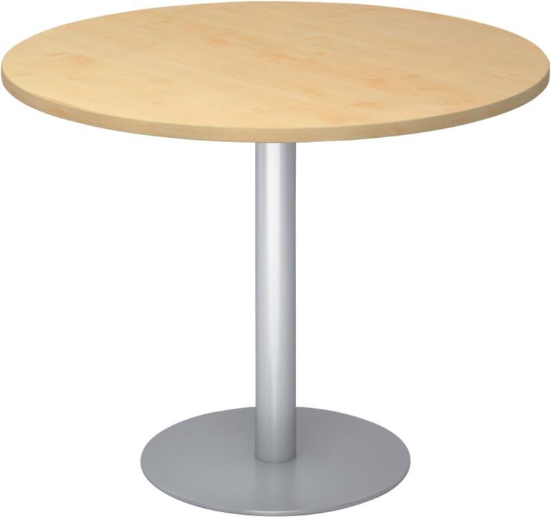 Hammerbacher Säulentisch Ahorn, Silber Melaminharzbeschichtete Spanplatte STF10 1.000 x 745 mm