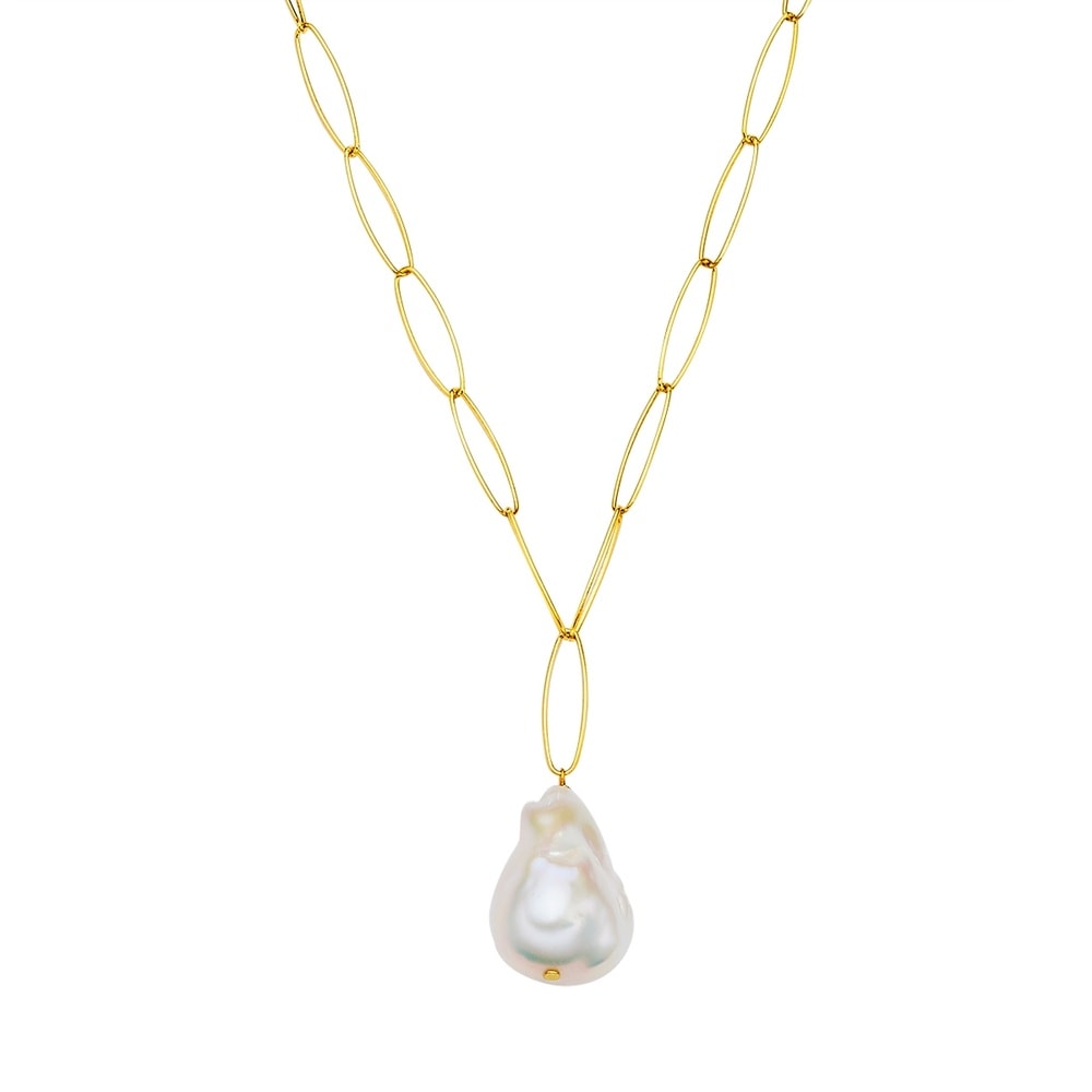 Valero Pearls Collier de perles Argent sterling Perle de culture d'eau douce en Or jaune collier