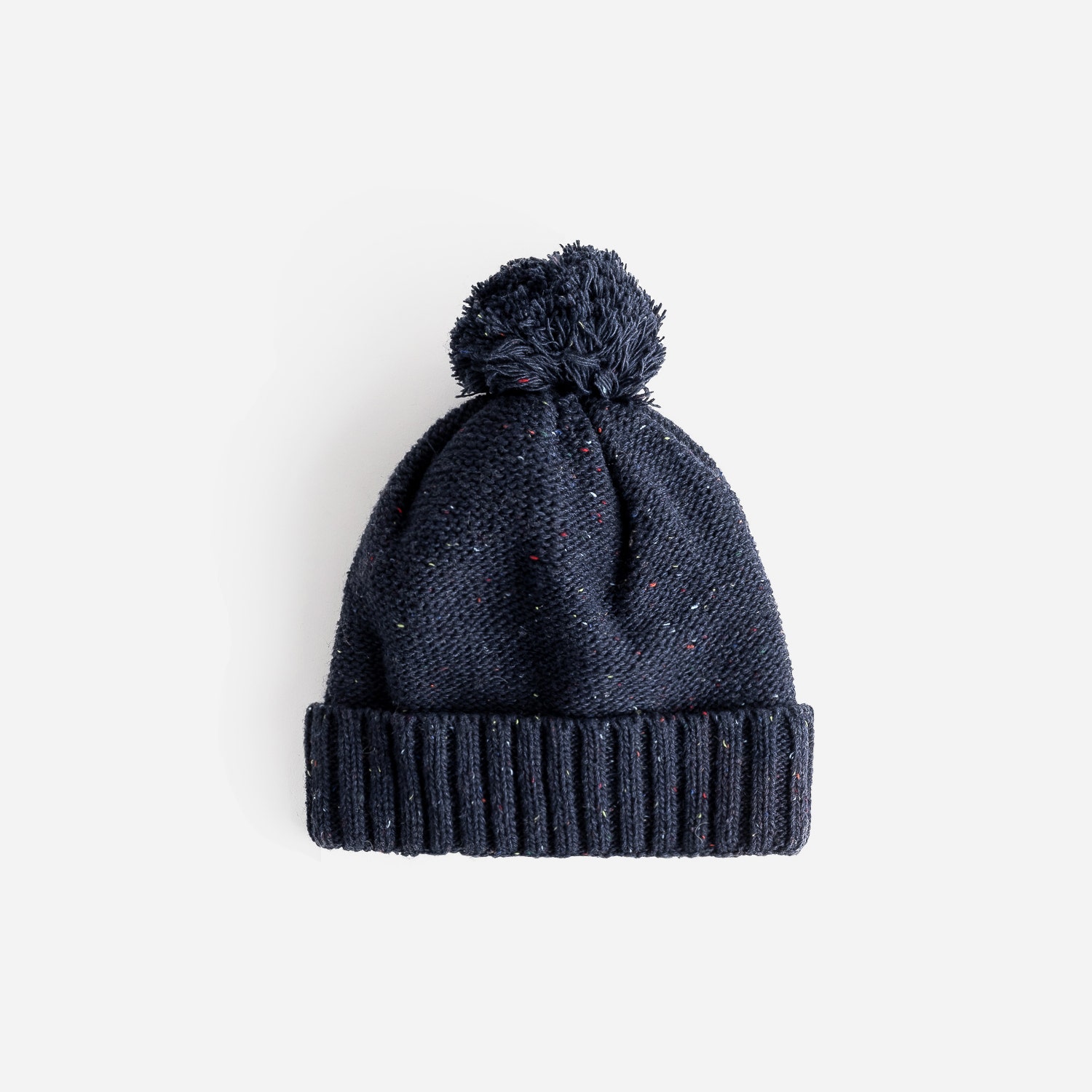 Bonnet marine chiné à pompon