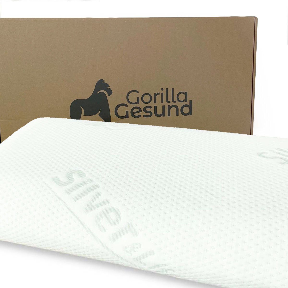 Gorilla Gesund Nackenkissen Silver Neck aus Memory Schaum, Bezug mit Silberfasern
