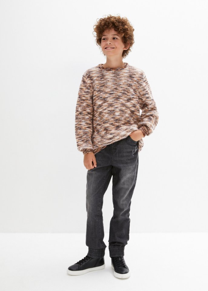 Jungen Melange-Strickpullover