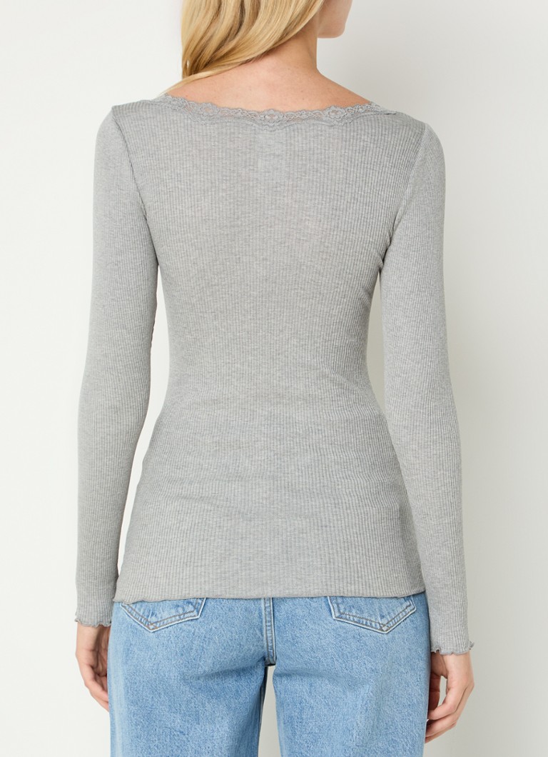 Camicia a maniche lunghe Rosemunde Babette in misto seta con dettagli in pizzo