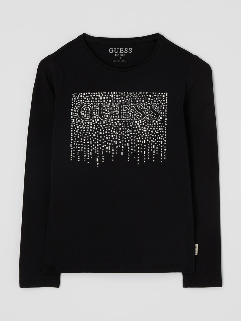Longsleeve mit Strassstein-Logo in schwarz