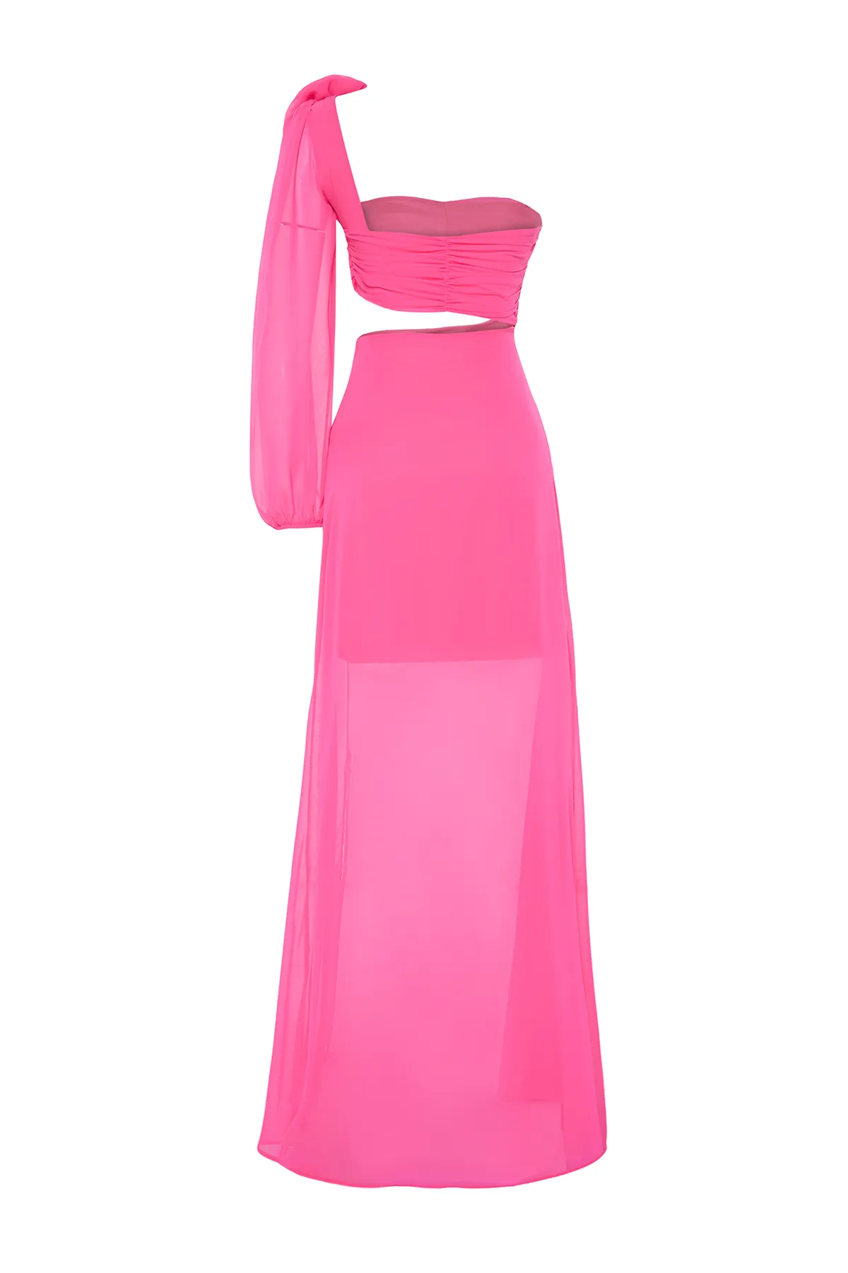 Trendyol Collection  Langes Abendkleid aus Chiffon mit Farbverlauf in Fuchsia mit gefüttertem Fenster/Ausschnitt und Ausschnitt TPRSS23AE00077
