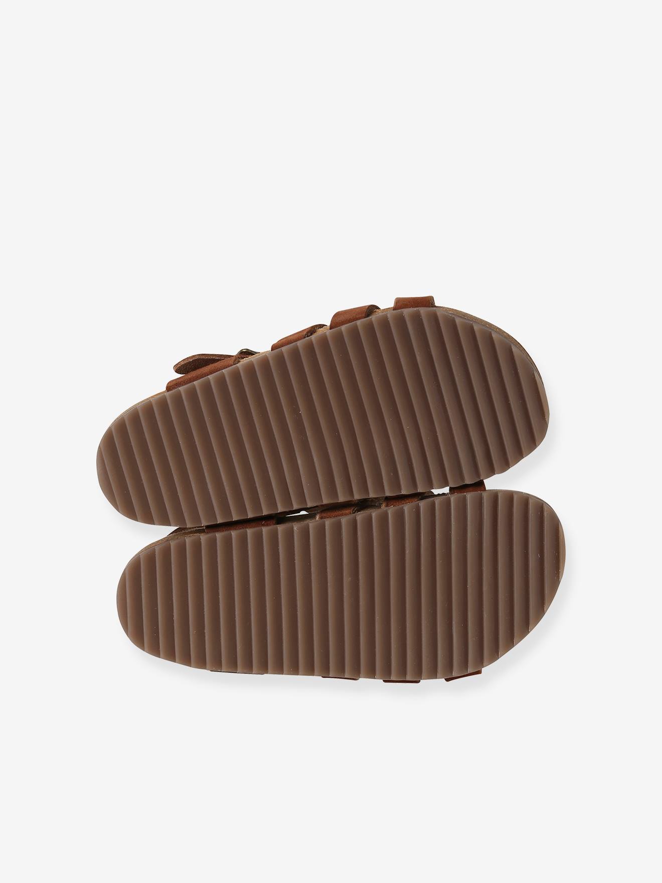 Sandales multi-brides cuir garçon marron