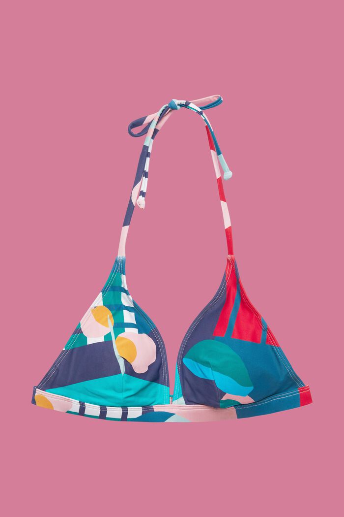 Wattiertes Neckholder-Bikinitop mit Print