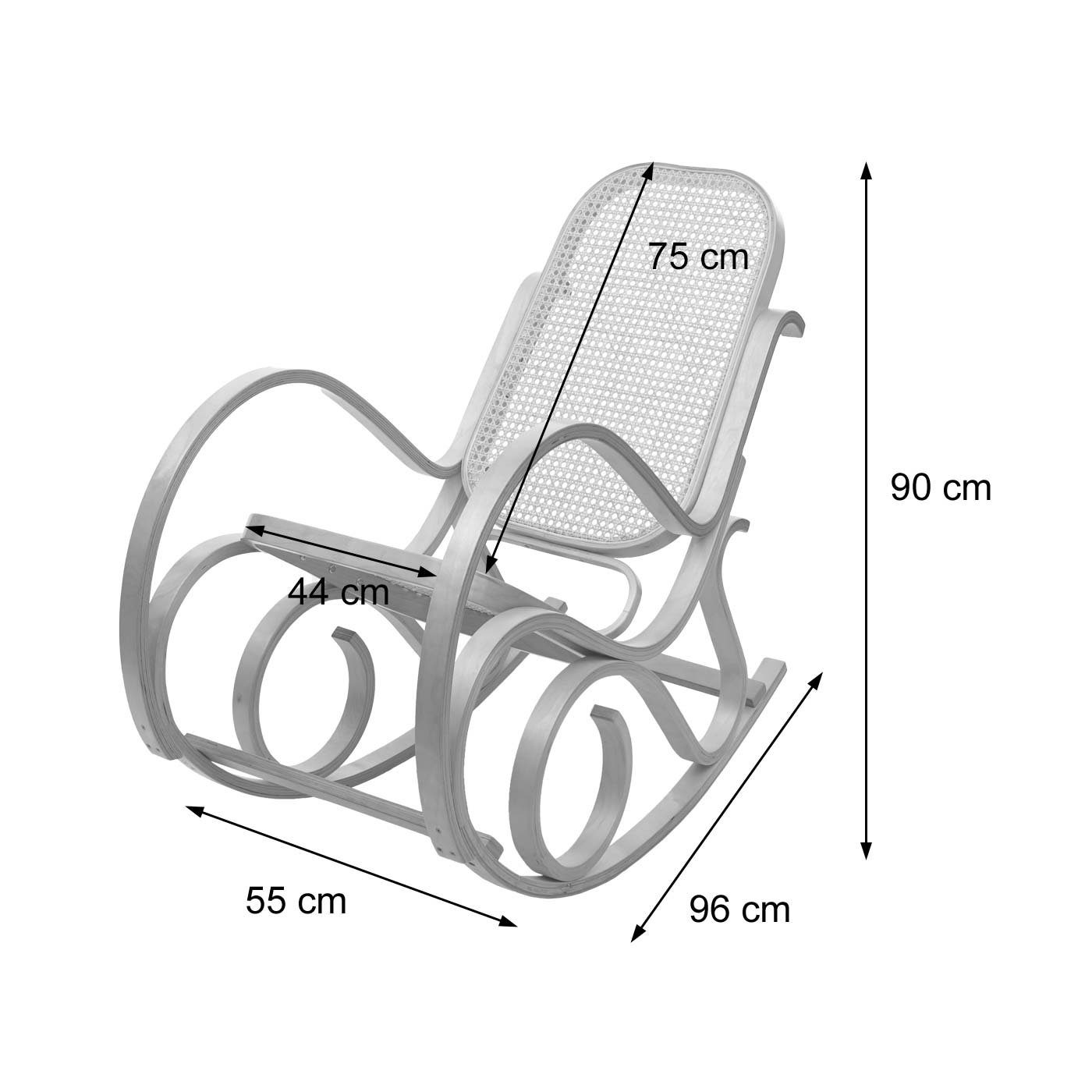 MCW Schaukelstuhl Gallarate, Retro-Design, Stabiles Gestell, Weiche Polsterung, Schaukelfunktion