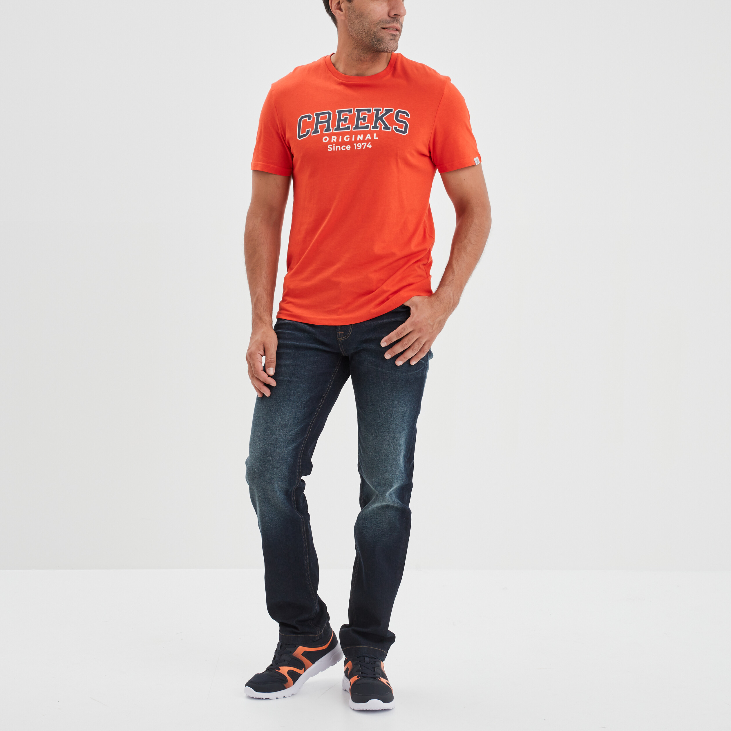 Jeans regular stretch 5 poches Creeks denim brut homme | La Halle