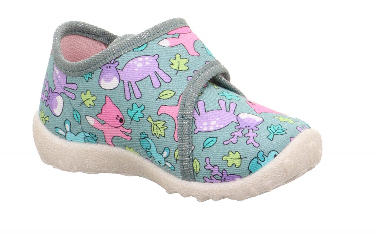 SPOTTY - Grün/MehrfarbigHausschuh mit Klettverschluss