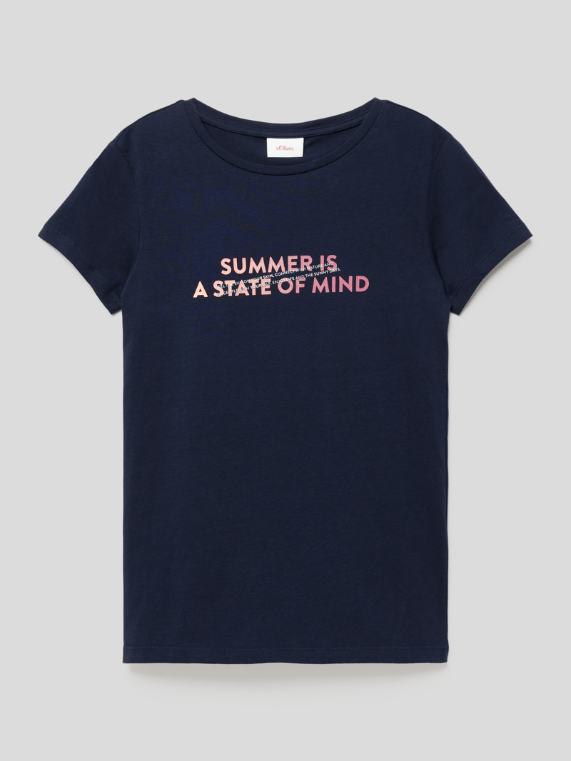 T-Shirt mit Statement-Print in marineblau