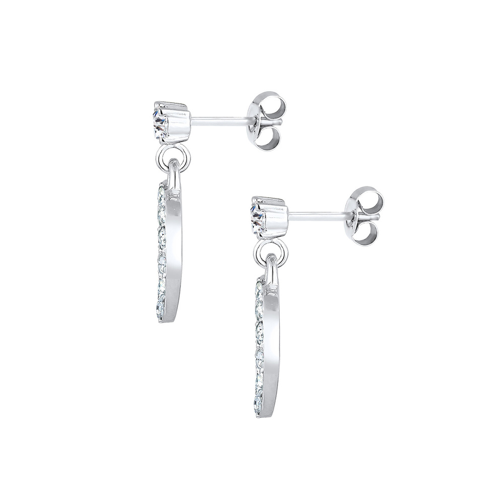 Elli Elli Boucles d'Oreilles Coeur Cristal Boucles d'Oreilles Femme  (925/1000) Argent Boucles d'oreilles