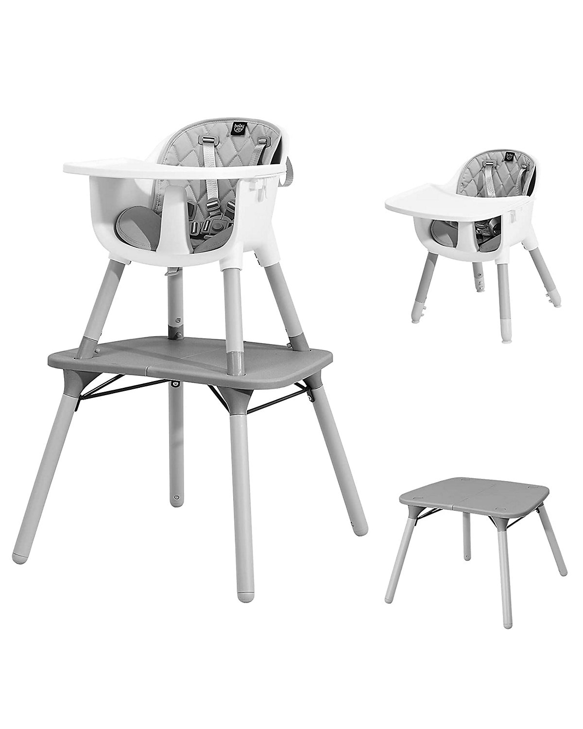 4in1 Baby Hochstuhl mit abnehmbarem & verstellbarem Tablett