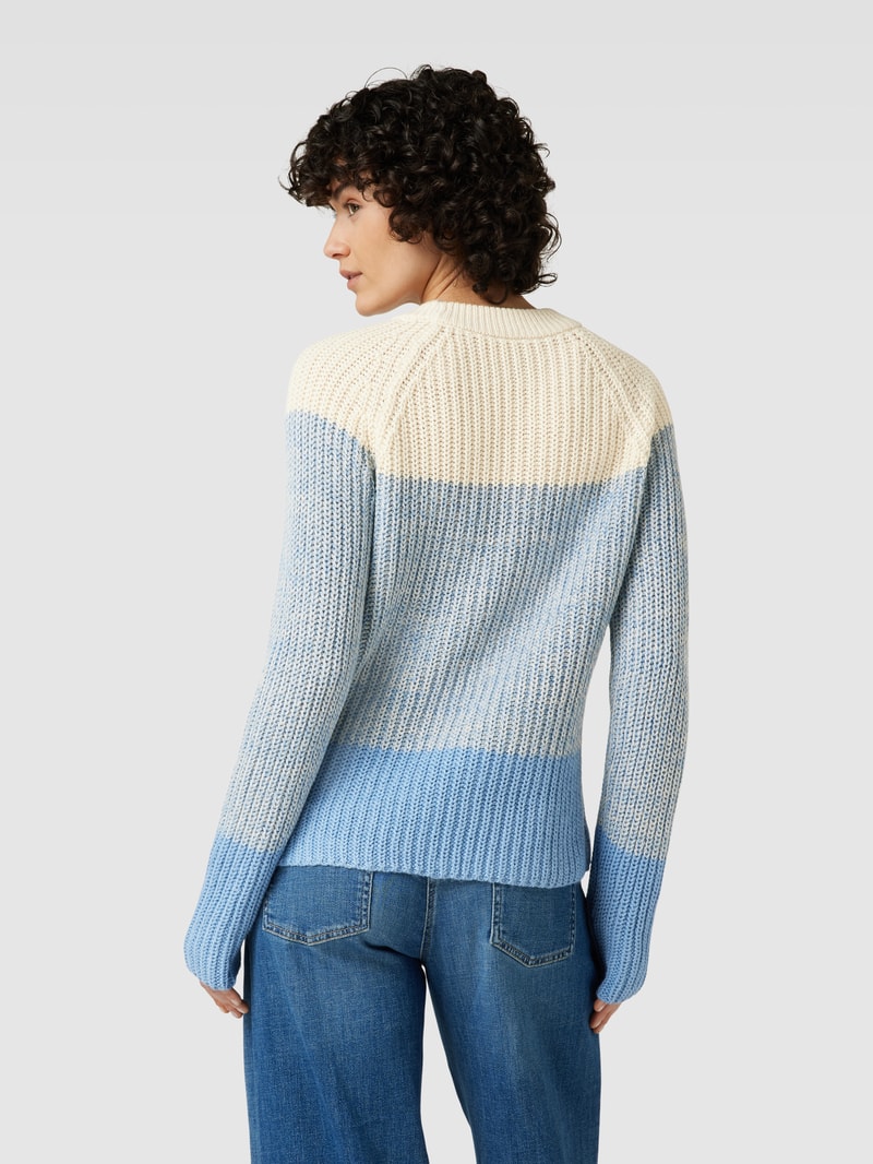 Strickpullover mit Blockstreifen Modell 'Remone' in hellblau