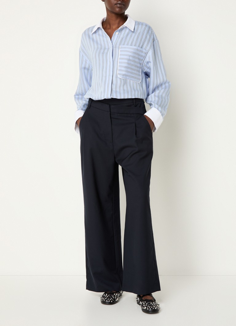 MUNTHE Tuxilima blouse with stripe print and chest pocket