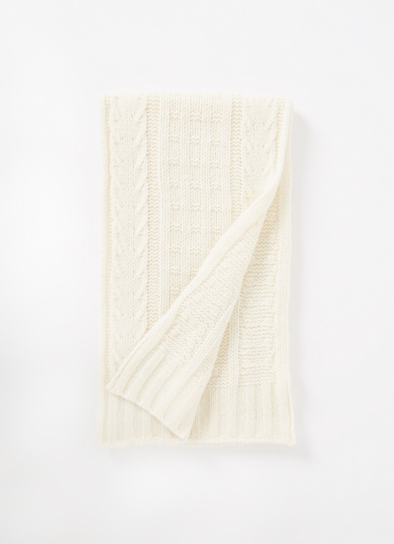 Šála Ganni z vlněné směsi s copánkovým vzorem 180 x 25 cm