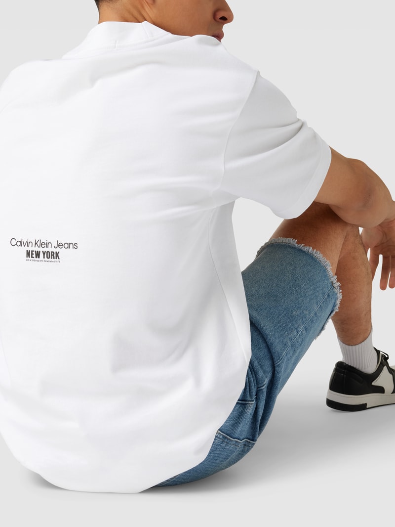 T-Shirt mit Motiv-Stitching Modell 'MOTION' in weiss