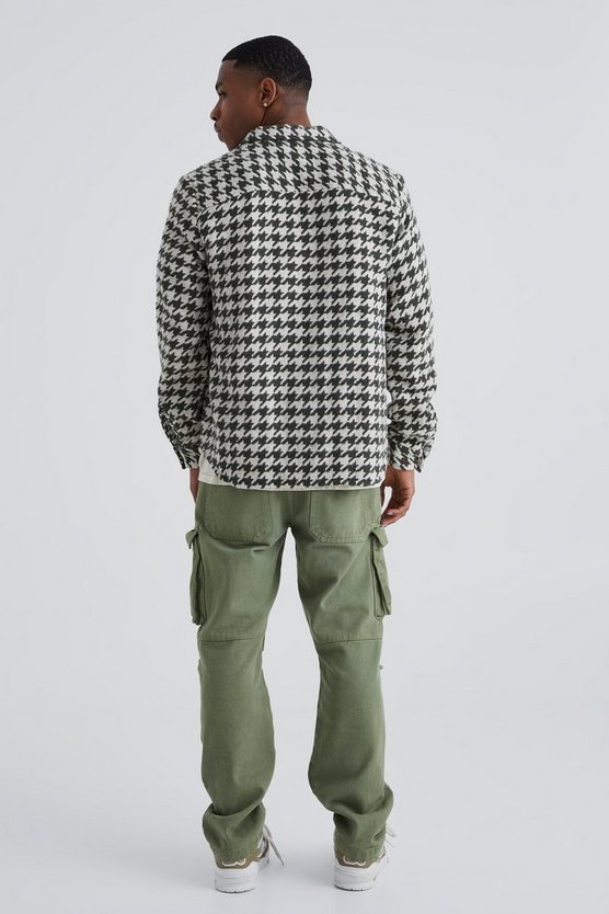 Langärmliges Hahnentritt-Overshirt mit Reißverschluss