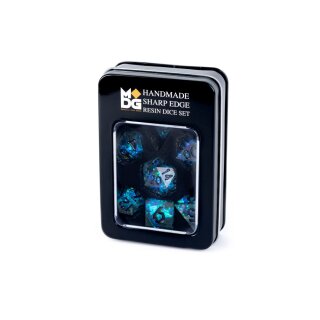 Handcrafted Sharp Edge Resin Dice Set: Captured Frost (7)