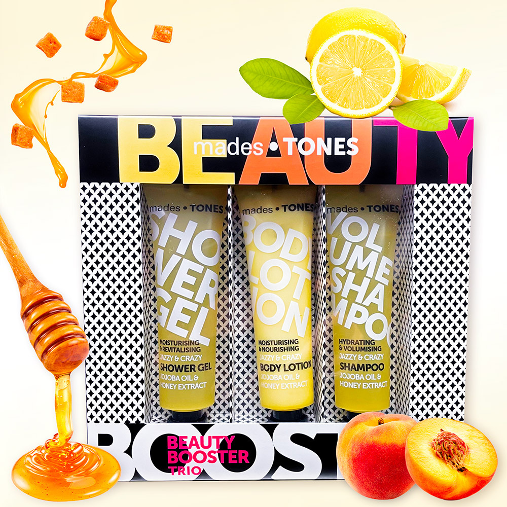 mades cosmetics JAZZY & CRAZY coffret gel douche | lotion pour le corps |shampoing volumateur