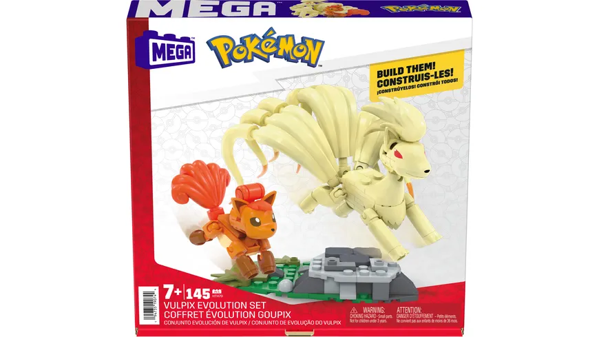 MEGA Pokémon Vulpix Evolutionsset (145 Teile) mit 2 beweglichen Actionfiguren für Kinder