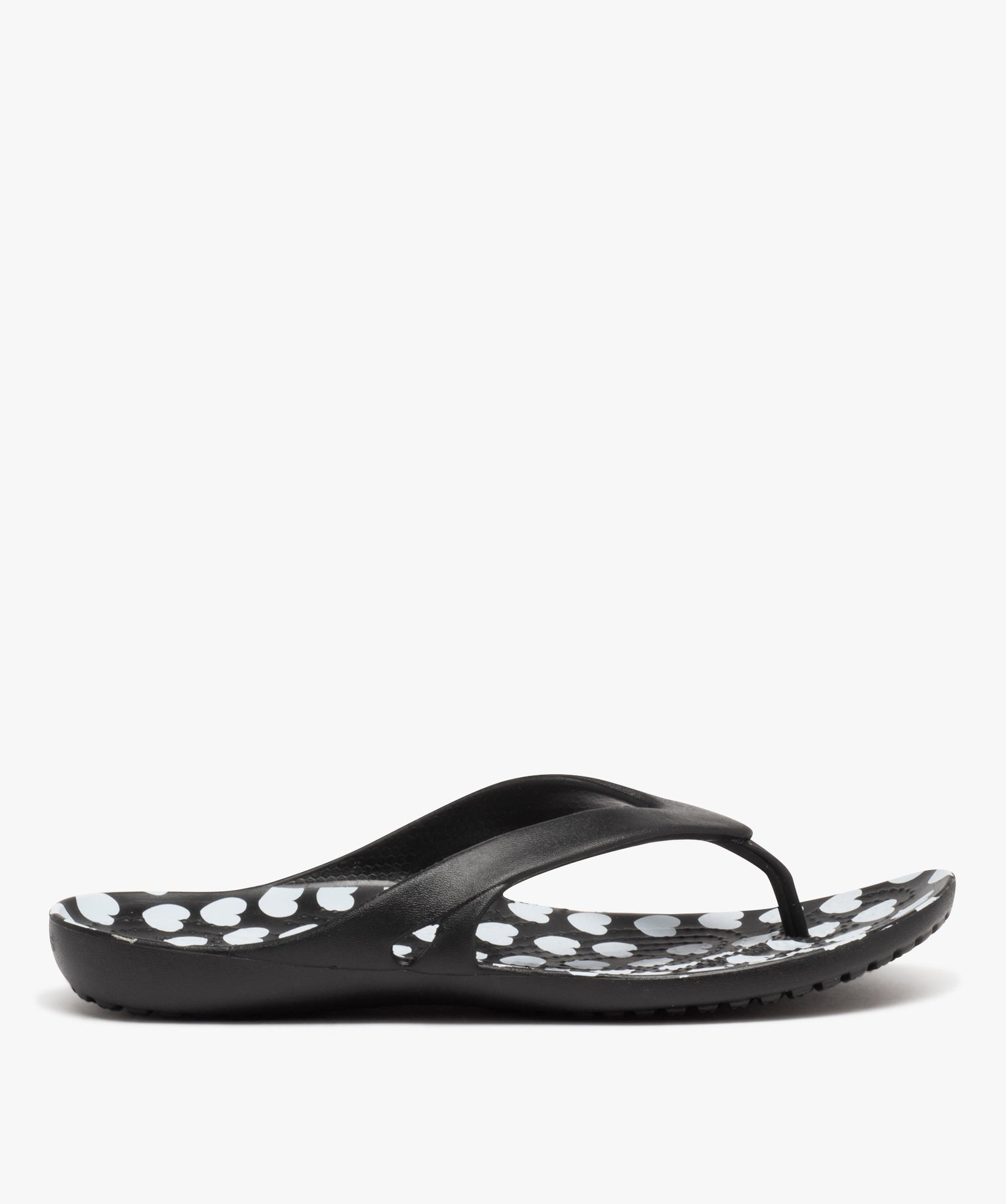 Tongs femme semelle incurvée imprimée coeurs - Crocs noir | GEMO