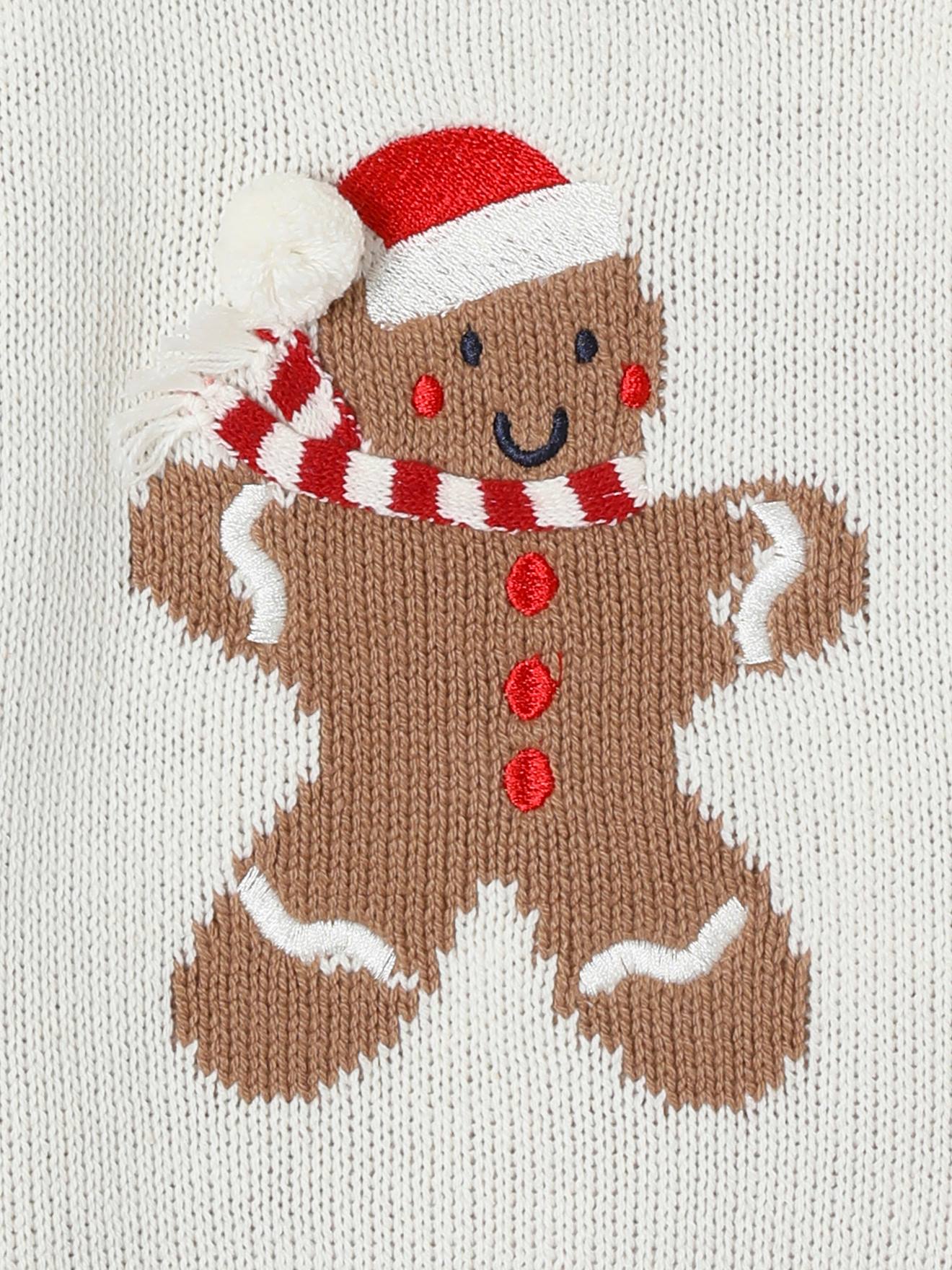 Vertbaudet Baby Weihnachts-Pullover mit Pfefferkuchenmann, Unisex Oeko-Tex - wollweiß