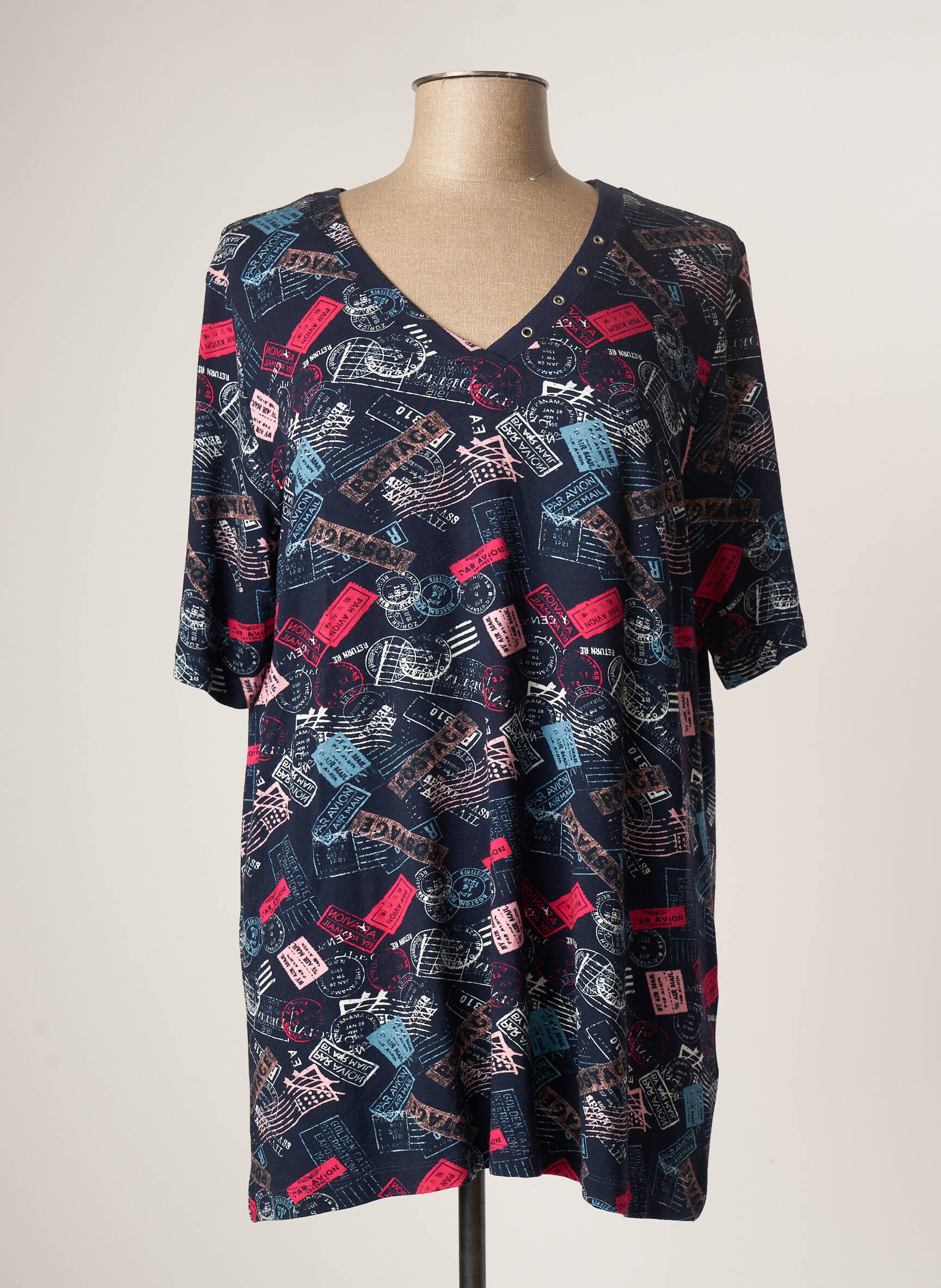 Chalou Tuniquemanchecourte Femme couleur bleu