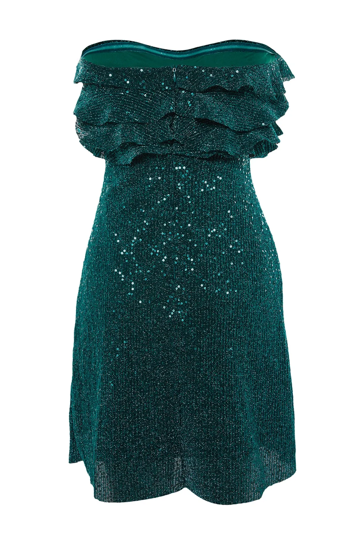 Trendyol Collection  Grünes Pailletten-Abendkleid TPRSS22EL2015
